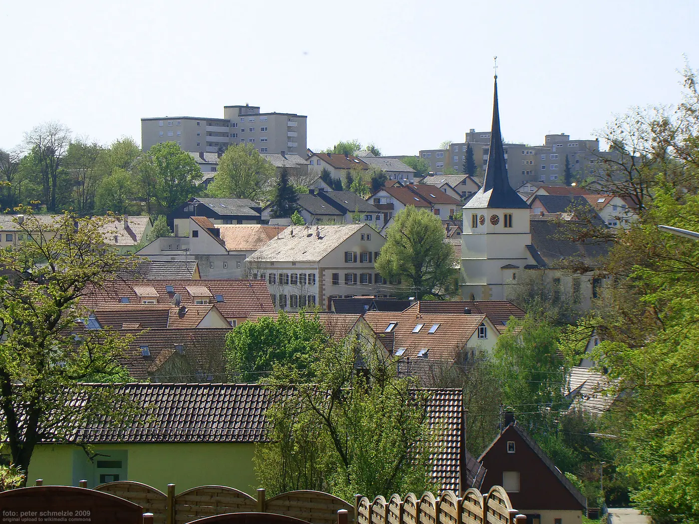 Blick von der Bibersteige auf die Ortsmitte von Heilbronn-Biberach