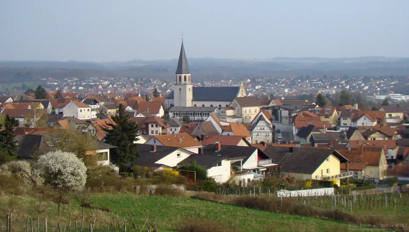 Malsch (bei Heidelberg) vom Letzenberg aus gesehen