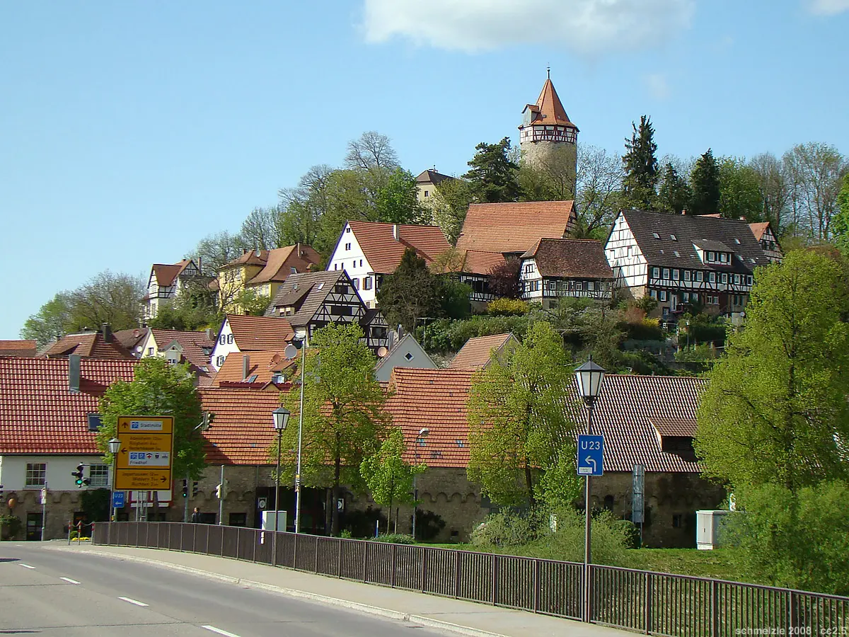 Blick zum Burgberg in Möckmühl