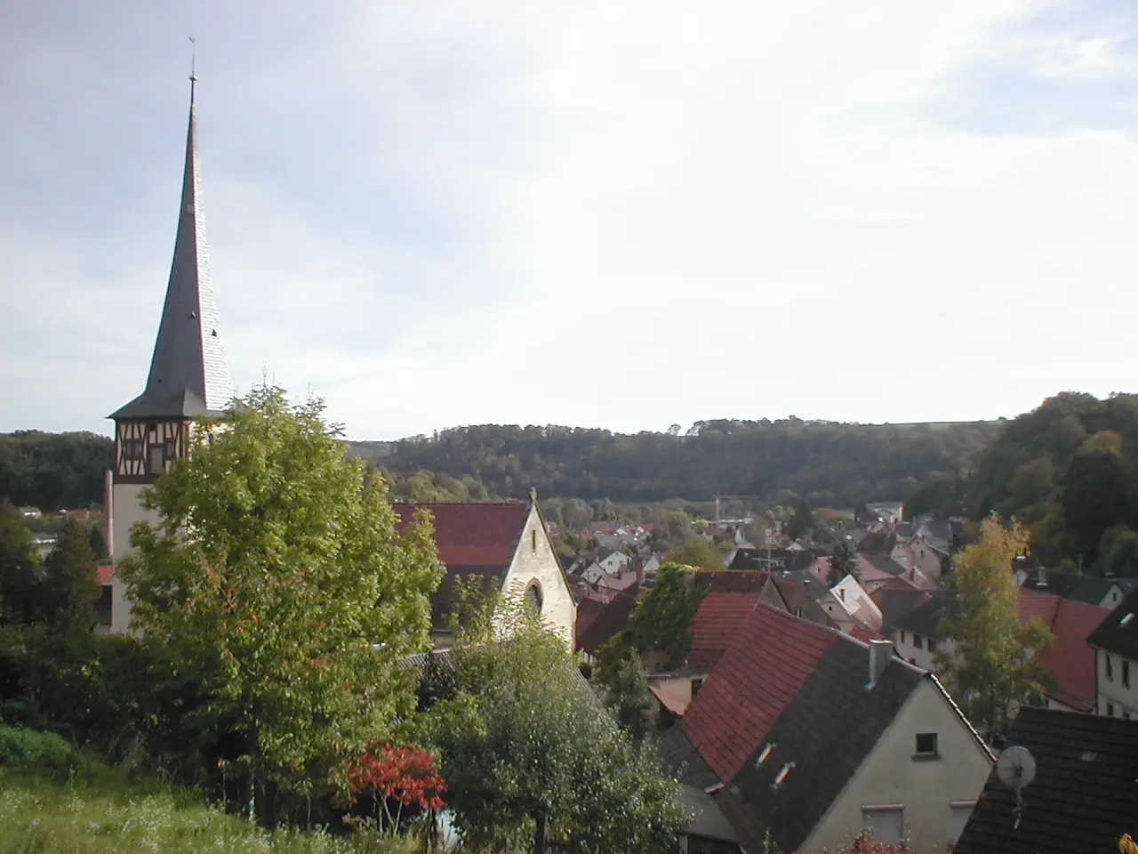 Blick vom Kirchberg über die Ortsmitte von Roigheim