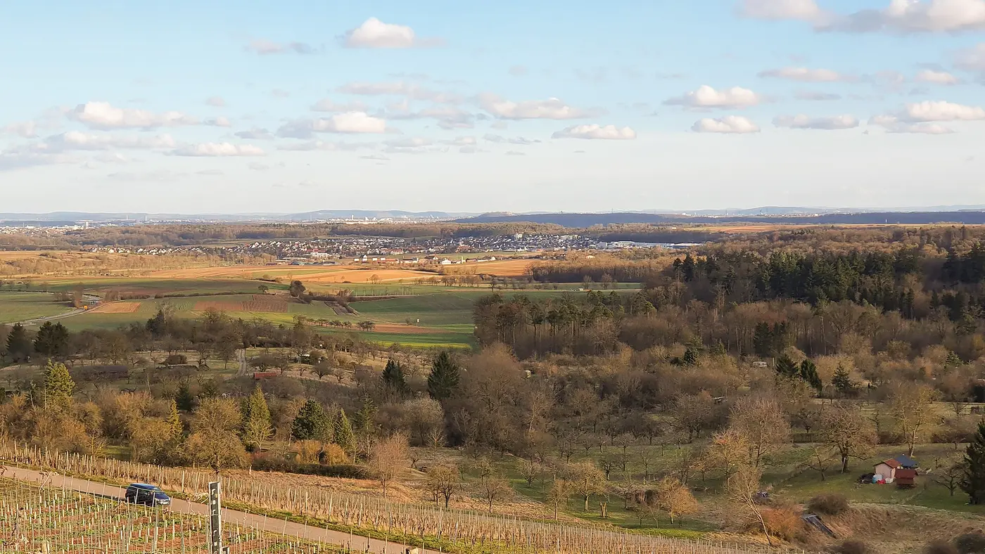 Blick von Ensinger Weinberg Richtung Sersheim und Hohenasperg.